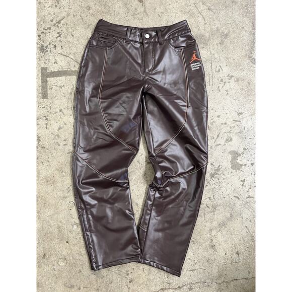 29x29 Authentic Jordan Brand Maison Chateau‎ Rouge Pleather Pants Brown 6 - Picture 1 of 9